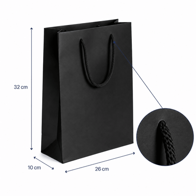 Pungi cadou dreptunghiulare uni - negru (set 12 buc) - CraftUp