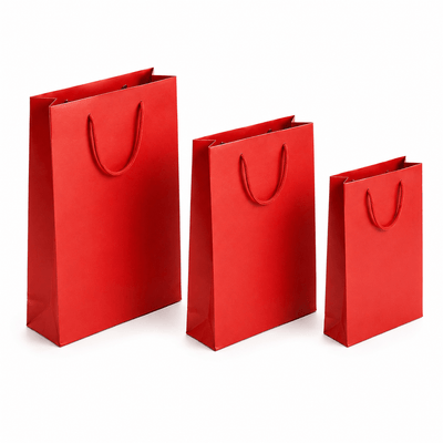 Pungi cadou dreptunghiulare uni - roșu (set 12 buc) - CraftUp