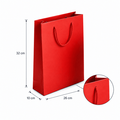 Pungi cadou dreptunghiulare uni - roșu (set 12 buc) - CraftUp