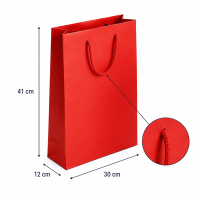 Pungi cadou dreptunghiulare uni - roșu (set 12 buc) - CraftUp