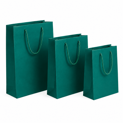 Pungi cadou dreptunghiulare uni - verde (set 12 buc) - CraftUp