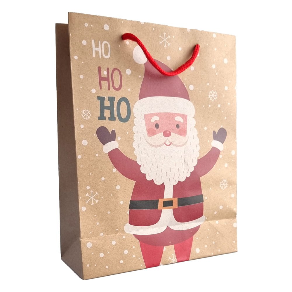 Pungi cadou kraft Crăciun model aleatoriu (set 12 buc) - CraftUp