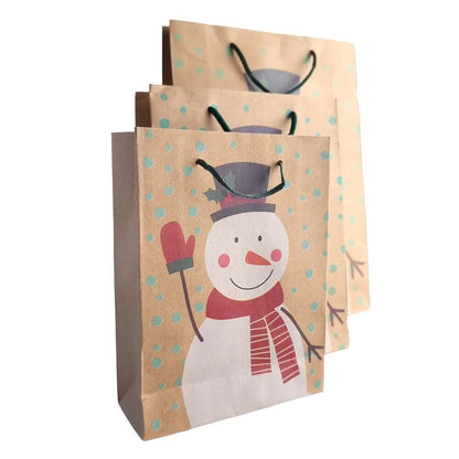 Pungi cadou kraft Crăciun model aleatoriu (set 12 buc) - CraftUp