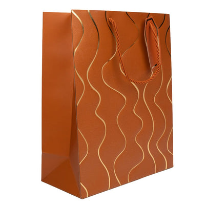 Pungi cadou model valuri aurii - maro (set 12 buc) - CraftUp