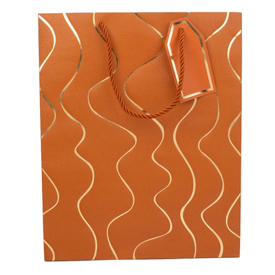 Pungi cadou model valuri aurii - maro (set 12 buc) - CraftUp