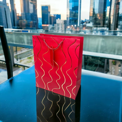 Pungi cadou model valuri aurii - vișiniu (set 12 buc) - CraftUp