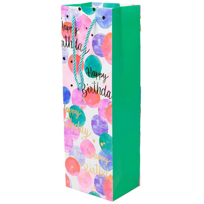 Pungi colorate pentru sticle cu mesaj Happy Birthday, mix 4 modele (set 12 buc) - CraftUp
