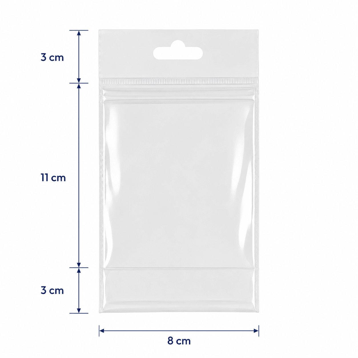 Pungi cu agățătoare și clapetă adezivă - transparent (set 1000 buc) - CraftUp