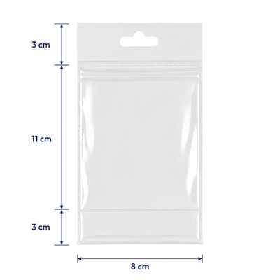 Pungi cu agățătoare și clapetă adezivă - transparent (set 1000 buc) - CraftUp