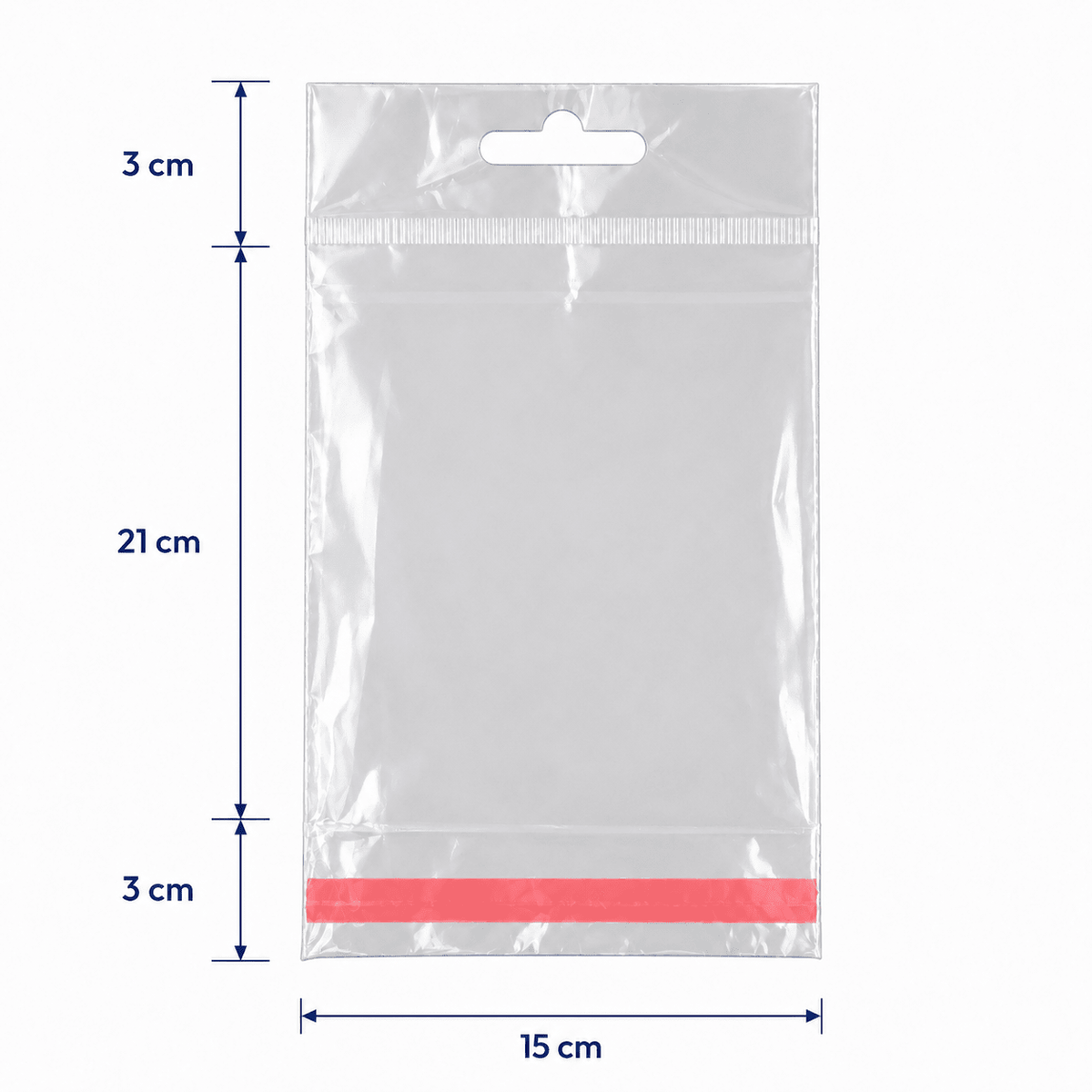 Pungi cu agățătoare și clapetă adezivă - transparent (set 1000 buc) - CraftUp