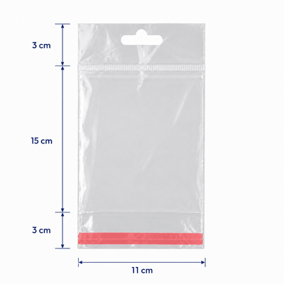Pungi cu agățătoare și clapetă adezivă - transparent (set 1000 buc) - CraftUp