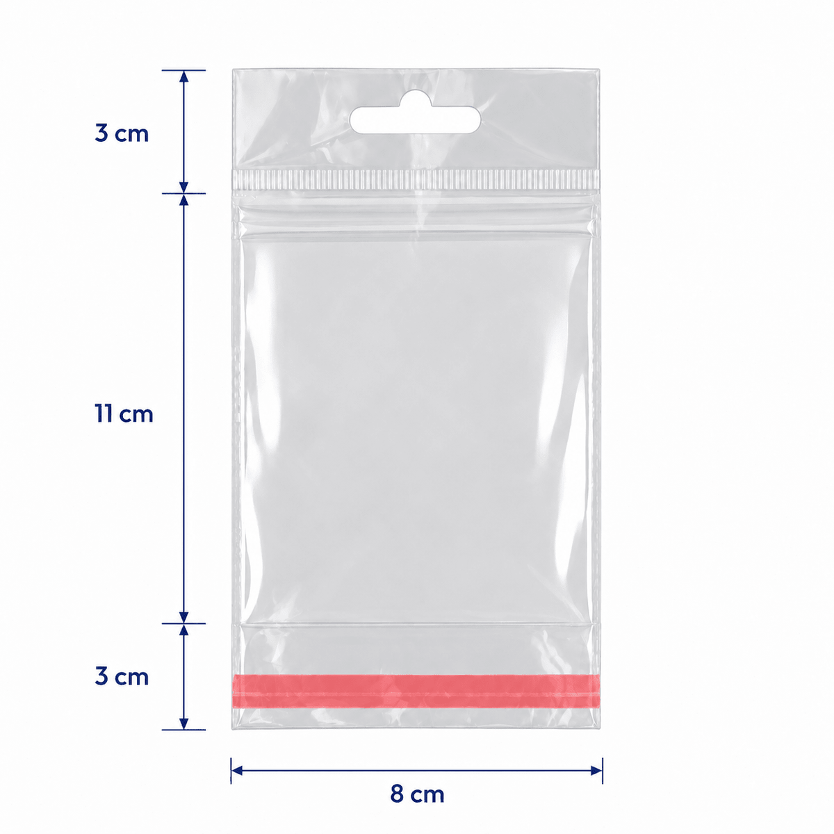 Pungi cu agățătoare și clapetă adezivă - transparent (set 1000 buc) - CraftUp