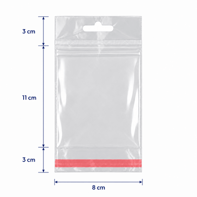 Pungi cu agățătoare și clapetă adezivă - transparent (set 1000 buc) - CraftUp