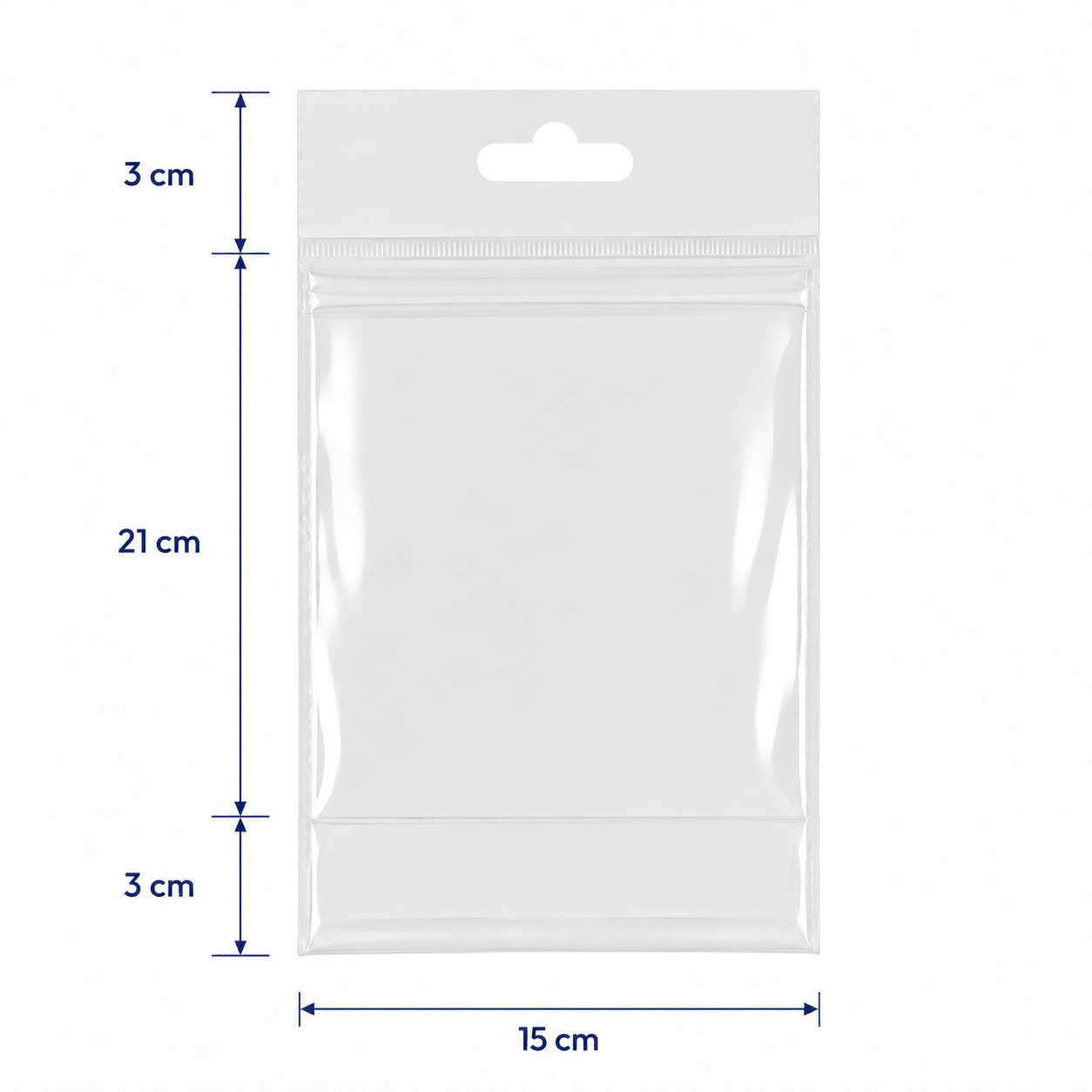Pungi cu agățătoare și clapetă adezivă - transparent (set 1000 buc) - CraftUp