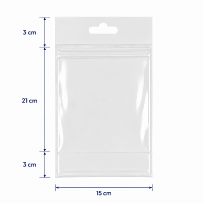 Pungi cu agățătoare și clapetă adezivă - transparent (set 1000 buc) - CraftUp