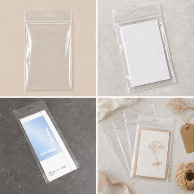 Pungi cu agățătoare și clapetă adezivă - transparent (set 1000 buc) - CraftUp