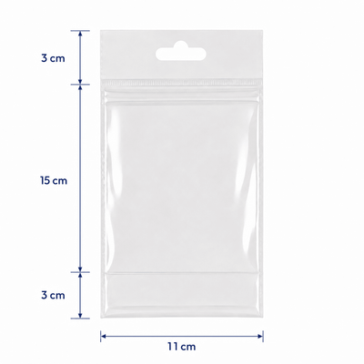 Pungi cu agățătoare și clapetă adezivă - transparent (set 1000 buc) - CraftUp
