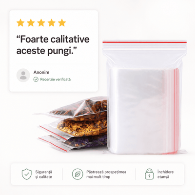 Pungi cu fermoar ziplock - transparent (set 500 buc) - CraftUp