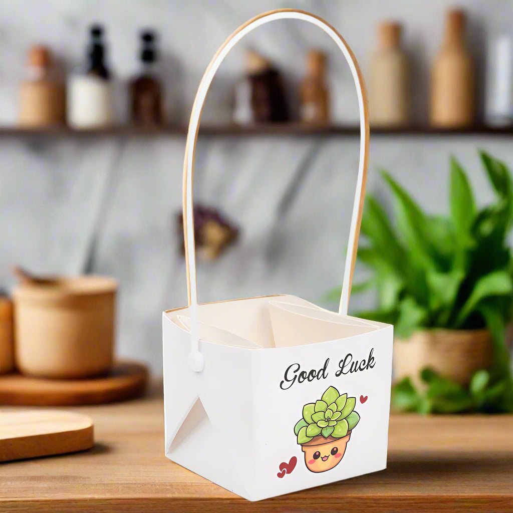 Pungi cu mâner, imprimeu good luck și strat impermeabil (set 50 buc) - CraftUp