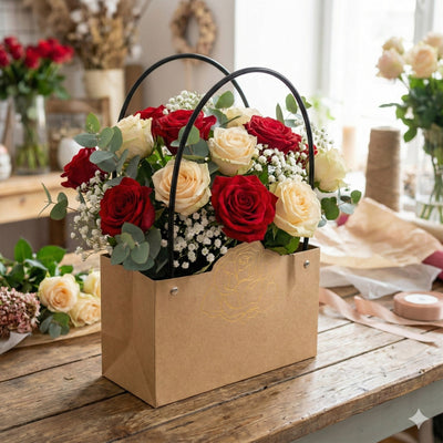 Pungi de cadou cu design trandafir (set 10 buc) - CraftUp