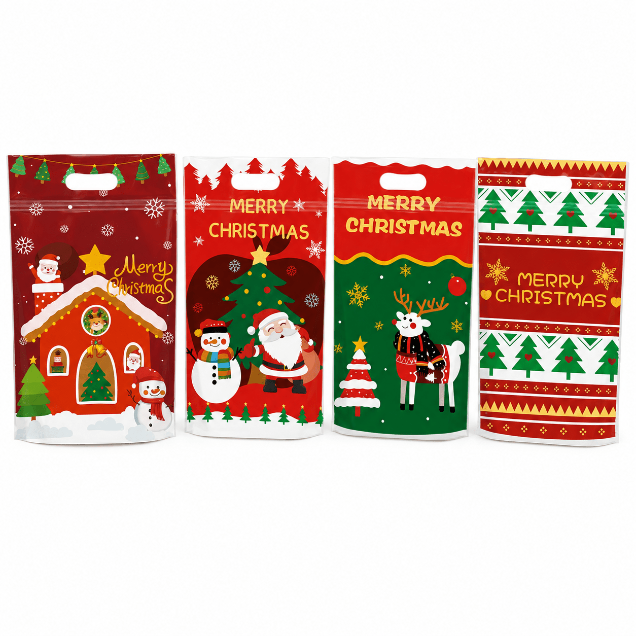 Pungi de Crăciun cu agățătoare și fermoar - multicolor (set 50 buc) - CraftUp