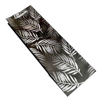 Pungi din hârtie pentru sticle model frunze - negru (set 12 buc) 36x9x12cm - CraftUp