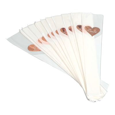 Pungi din plastic pentru flori model inimă - alb (set 30 buc) - CraftUp