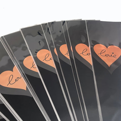Pungi din plastic pentru flori model inimă - negru (set 30 buc) - CraftUp