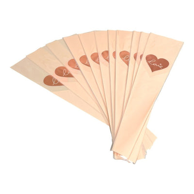 Pungi din plastic pentru flori model inimă - roz (set 30 buc) - CraftUp