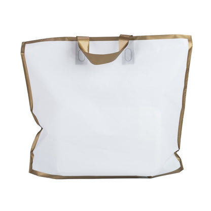 Pungi dreptunghiulare cu margini și mâner aurii - alb (set 50 buc) - CraftUp