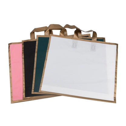 Pungi dreptunghiulare cu margini și mâner aurii - negru (set 50 buc) - CraftUp