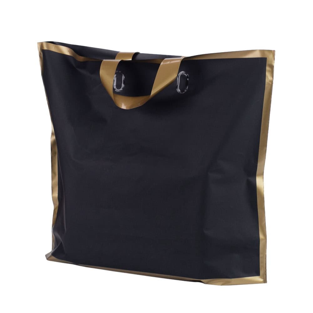 Pungi dreptunghiulare cu margini și mâner aurii - negru (set 50 buc) - CraftUp