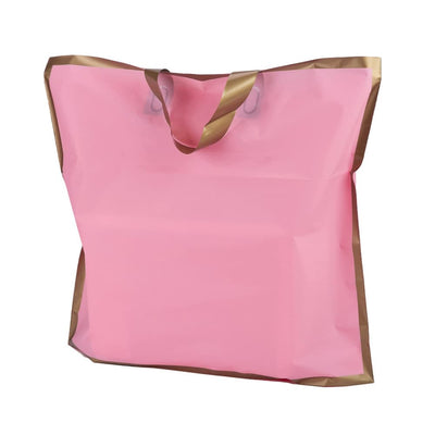 Pungi dreptunghiulare cu margini și mâner aurii - roz (set 50 buc) - CraftUp