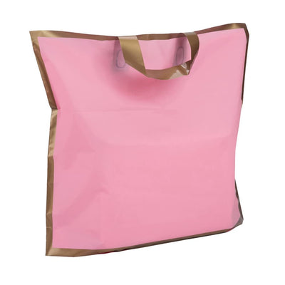 Pungi dreptunghiulare cu margini și mâner aurii - roz (set 50 buc) - CraftUp