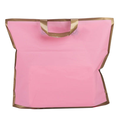 Pungi dreptunghiulare cu margini și mâner aurii - roz (set 50 buc) - CraftUp