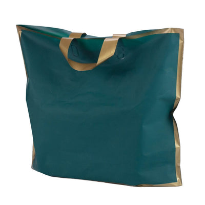 Pungi dreptunghiulare cu margini și mâner aurii - verde închis (set 50 buc) - CraftUp