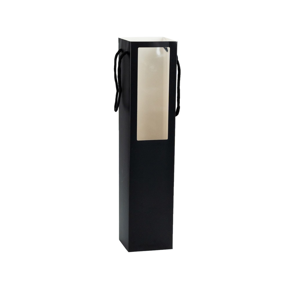 Pungi hârtie înalte cu fereastră si mâner - negru (set 12 buc) - CraftUp