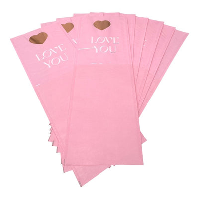 Pungi hârtie pentru flori Love you - roz (set 10 buc) - CraftUp