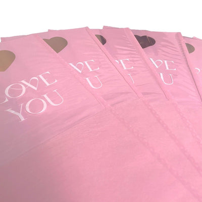 Pungi hârtie pentru flori Love you - roz (set 10 buc) - CraftUp