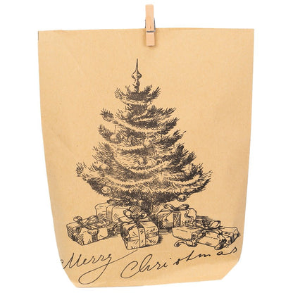 Pungi kraft advent Crăciun cu sfoară, clipsuri și stickere mix 6 modele - CraftUp