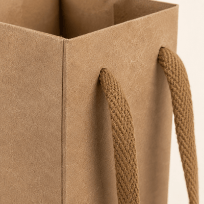 Pungi kraft cu mâner textil pentru o sticlă (set 10 buc) - CraftUp