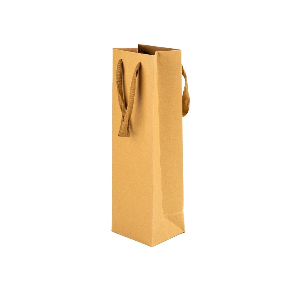 Pungi kraft cu mâner textil pentru o sticlă (set 10 buc) - CraftUp