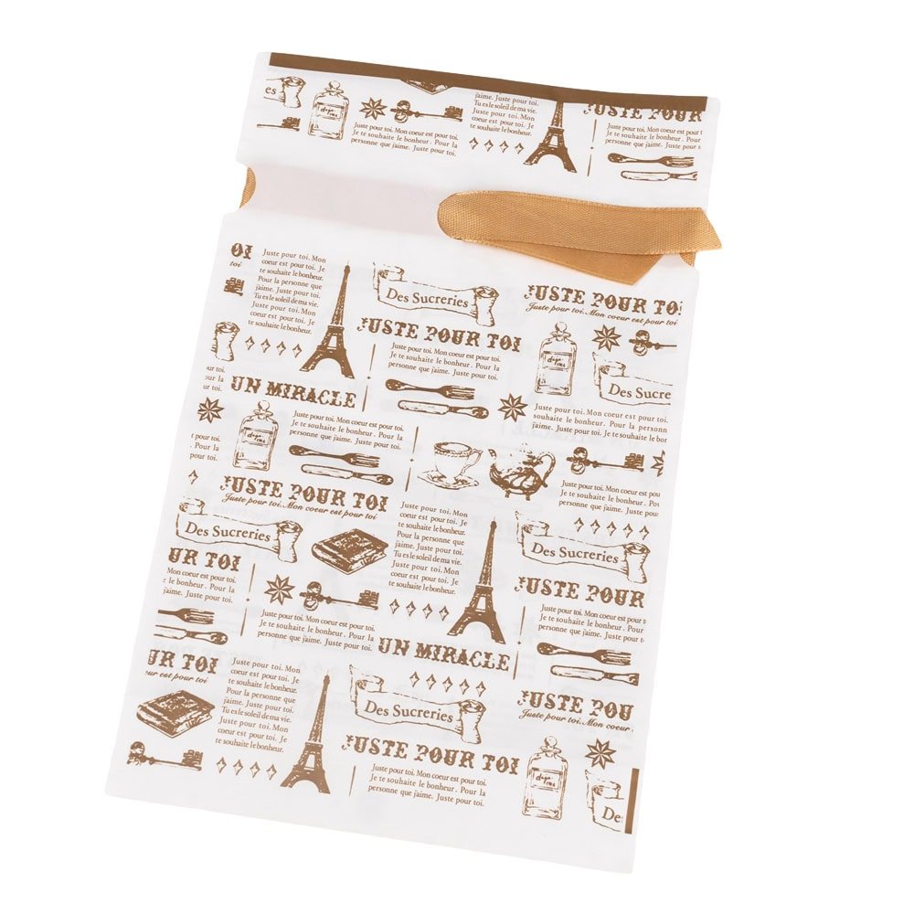 Pungi plastic model calatorie cu funda satinata - auriu (set 50 buc) - CraftUp