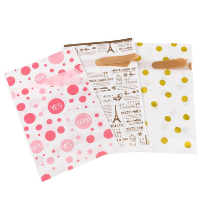 Pungi plastic model calatorie cu funda satinata - auriu (set 50 buc) - CraftUp