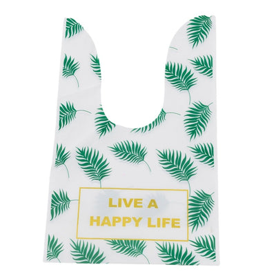 Pungi plastic model iepuras cu mesaj Live a happy life - verde (set 50 buc) - CraftUp