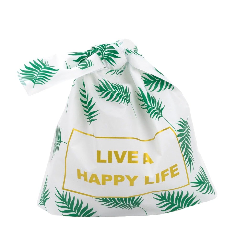Pungi plastic model iepuras cu mesaj Live a happy life - verde (set 50 buc) - CraftUp
