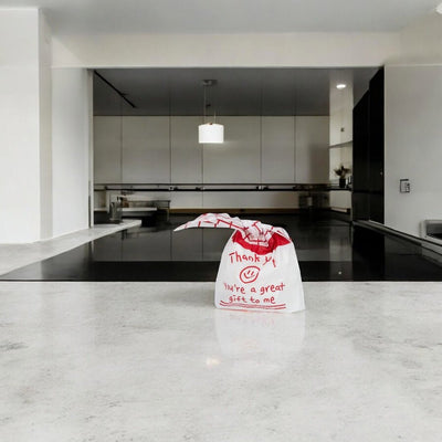 Pungi plastic model iepuraș cu mesaj Thank you - roșu (set 50 buc) - CraftUp