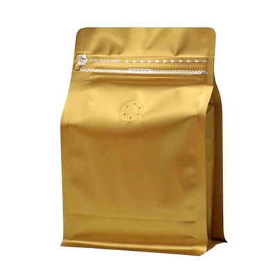 Pungi stand up opace reutilizabile cu supapă și fermoar - auriu (set 50 buc) - CraftUp