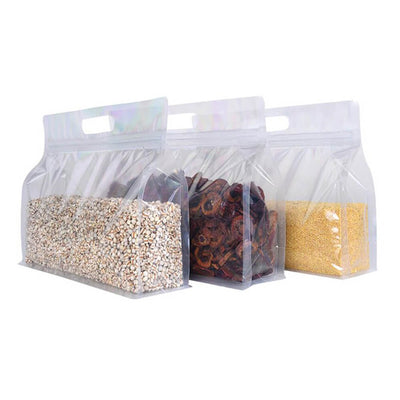 Pungi stand up transparente reutilizabile cu fermoar și maner (set 50 buc) - CraftUp