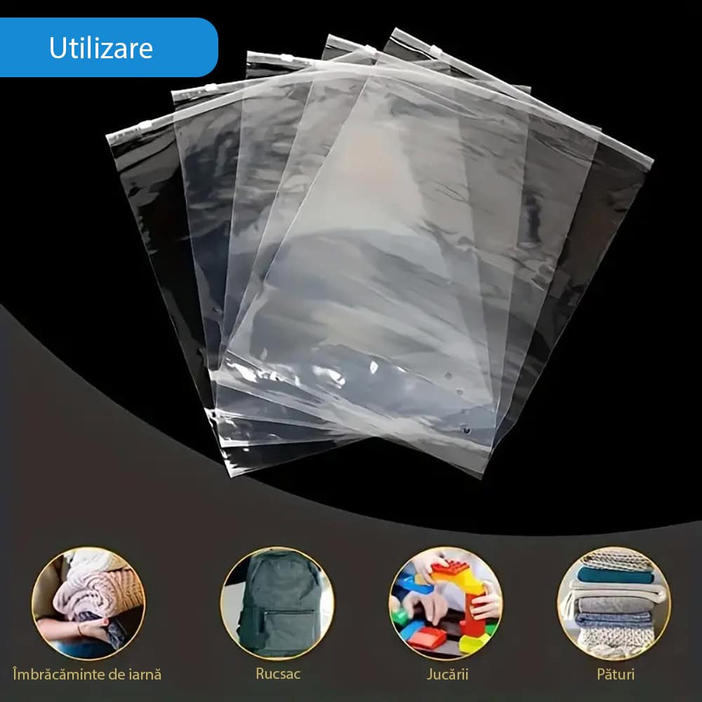 Pungi transparente reutilizabile cu închidere tip cursor (set 50 buc) - CraftUp